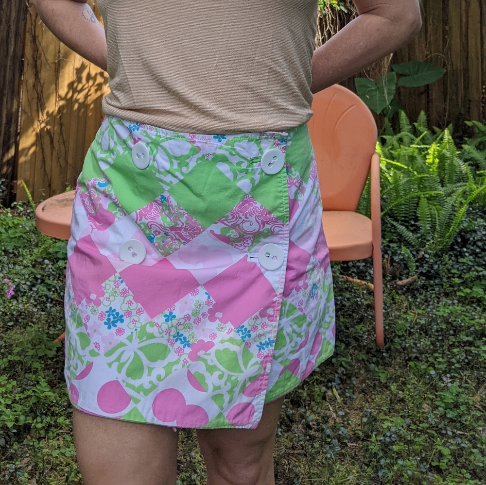 Pink, Green, & Blue Patchwork Pattern Reversible … - image 1